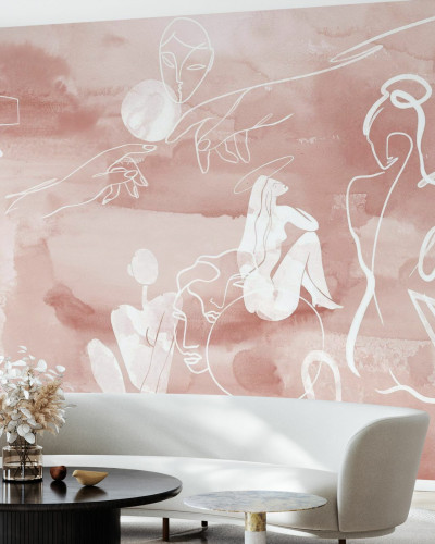 Wallpaper cu design modern si elegant in nuante de roz prafuit.