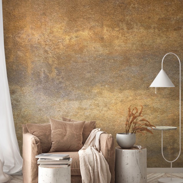 Tapet cu design inspirat de patina naturală a metalului, cu nuanțe calde și textură fină.