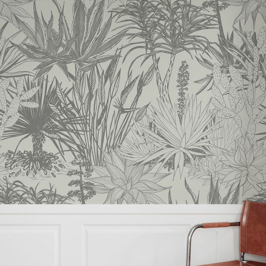 Tapet cu suculente teal pe roz, model floral fin, perfect pentru living, dormitor sau birou