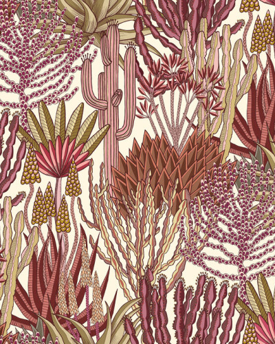 Wallpaper Euphorbia Forest, Sunrise, Photowall cu un design modern ce prezintă o pădure tropicală plină de plante suculente.