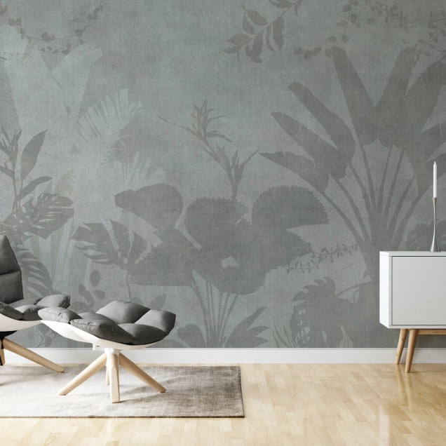 Tapet Pantanal Night, Ash, cu design minimalist inspirat din natura luxuriantă, perfect pentru o ambianță relaxantă și elegantă.