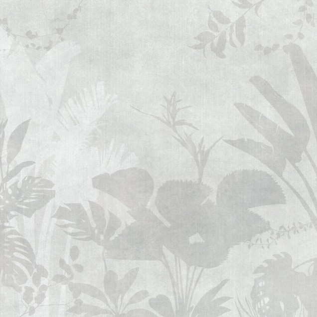 Pantanal Night, Light Ash -  de perete cu design minimalist cu frunze tropicale, tonuri de gri deschis, perfect pentru un ambient relaxant