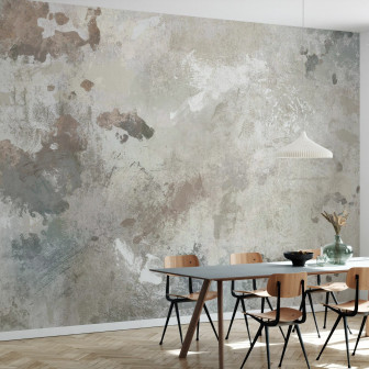 Fototapet cu efect de patina abstracta intr-un living modern