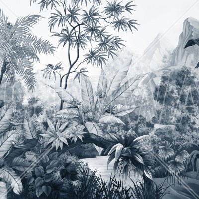 Tangled Jungle, Dark Blue, Photowall