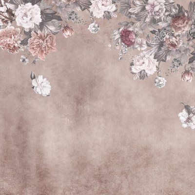 Fototapet floral vintage cu tonuri de roz