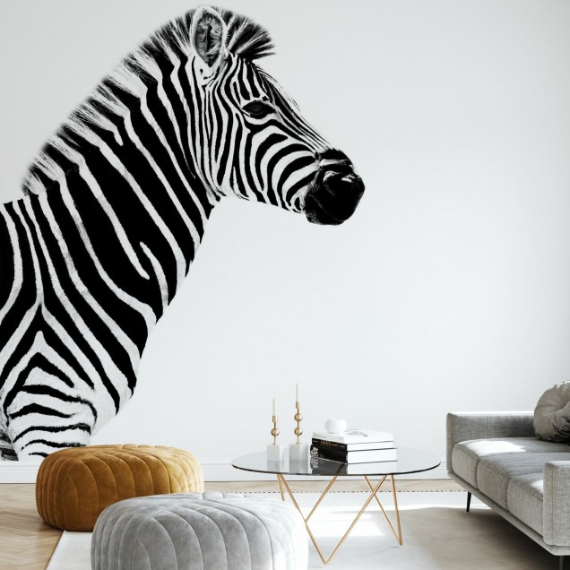 Tapet cu zebră în alb și negru, design minimalist, perfect pentru living, dormitor sau hol.