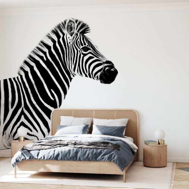 Tapet cu zebră în alb și negru, design minimalist, perfect pentru living, dormitor sau hol.