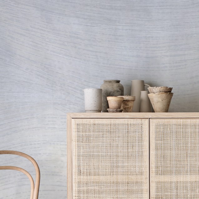 Tapet cu design minimalist, cu linii curbe si tonuri de gri si alb