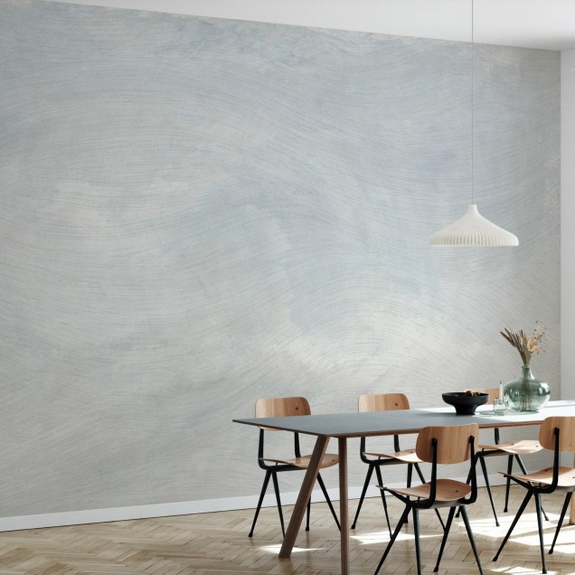 Tapet cu design minimalist, cu linii curbe si tonuri de gri si alb