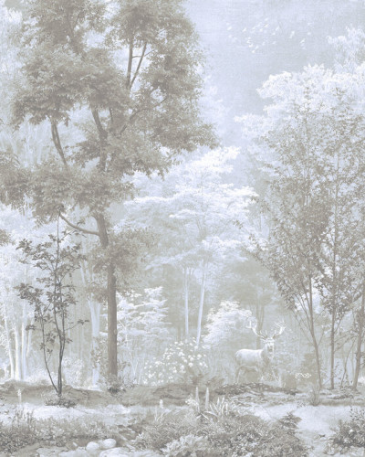 Tapet cu design modern si elegant, Woodland Snapshot, ce imbina armonios natura cu stilul contemporan, cu culori delicate si textura realista.