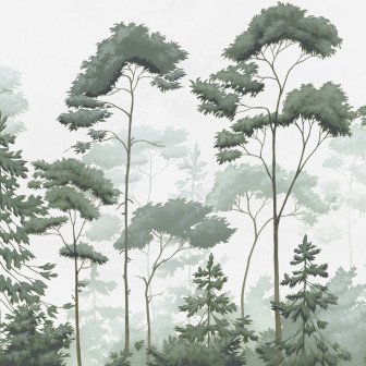 Fototapet cu padure scandinava verde