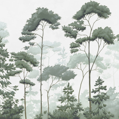 Fototapet cu padure scandinava verde