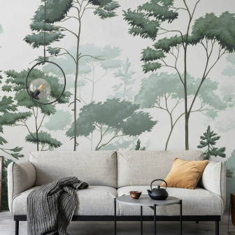 Fototapet cu padure scandinava verde