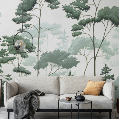 Fototapet cu padure scandinava verde