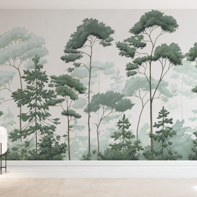 Fototapet cu padure scandinava verde