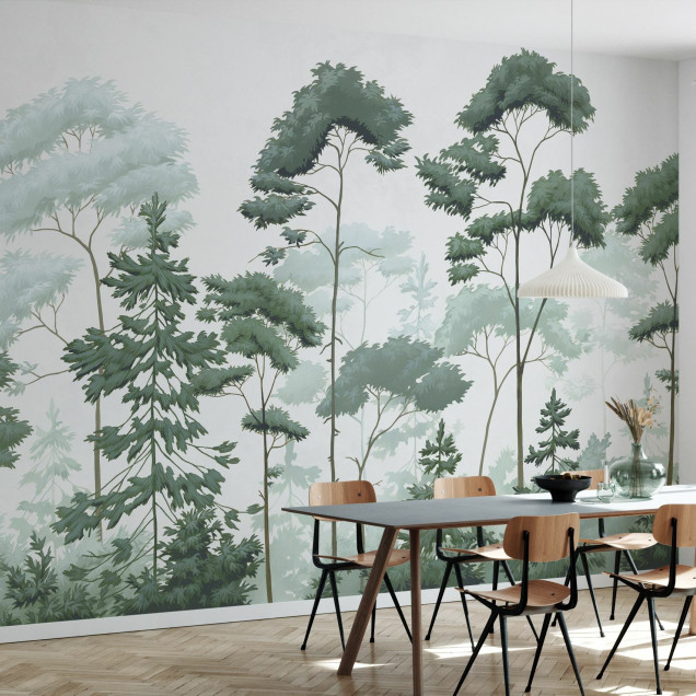 Fototapet cu padure scandinava verde