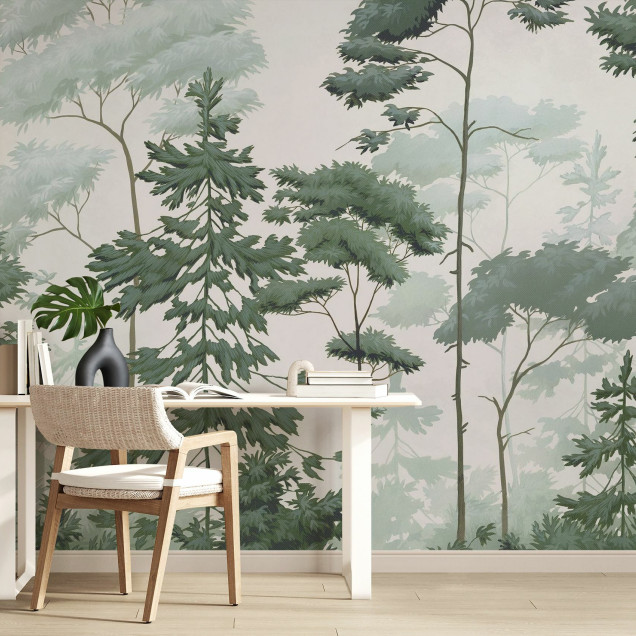 Fototapet cu padure scandinava verde