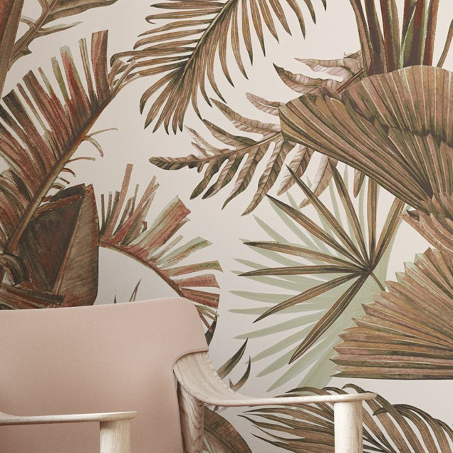 Fototapet cu design tropical Savana Manaus în dormitor