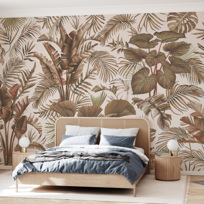 Fototapet cu design tropical Savana Manaus în dormitor