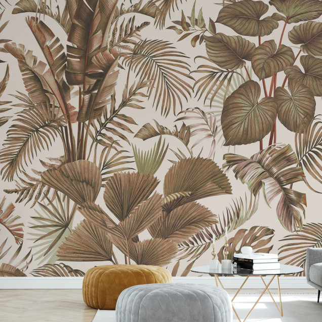 Fototapet cu design tropical Savana Manaus în dormitor