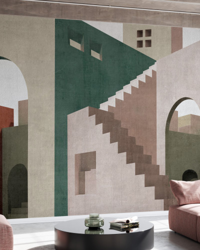 Tapet geometric abstract Moroccan City II, cu design contemporan, perfect pentru a adăuga eleganță oricărei camere.