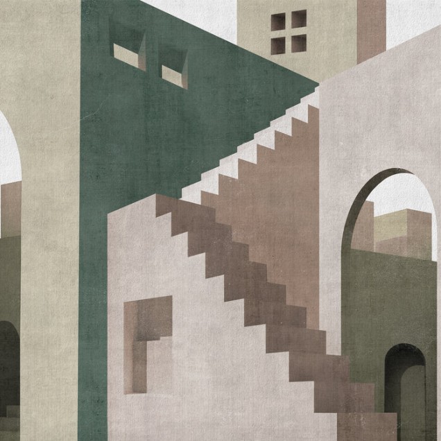 Tapet geometric abstract Moroccan City II, cu design contemporan, perfect pentru a adăuga eleganță oricărei camere.