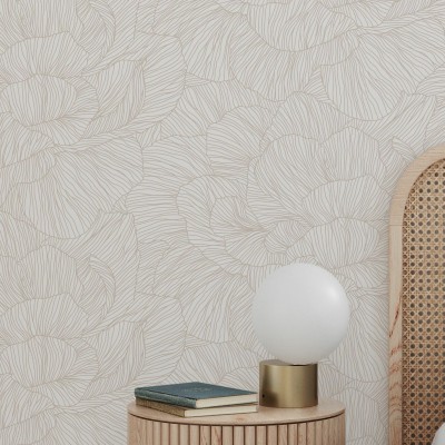 Fototapet cu design floral delicat într-un dormitor