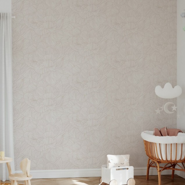 Fototapet cu design floral delicat într-un dormitor