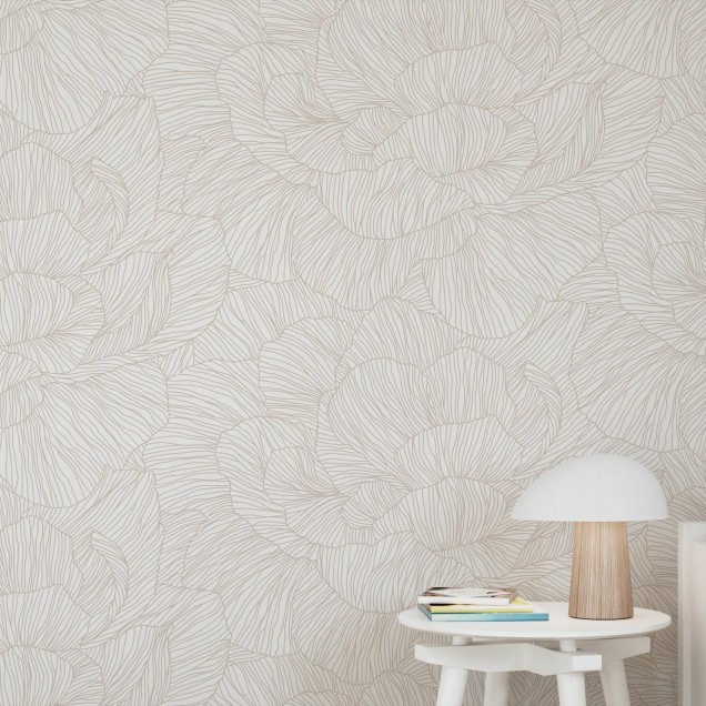 Fototapet cu design floral delicat într-un dormitor