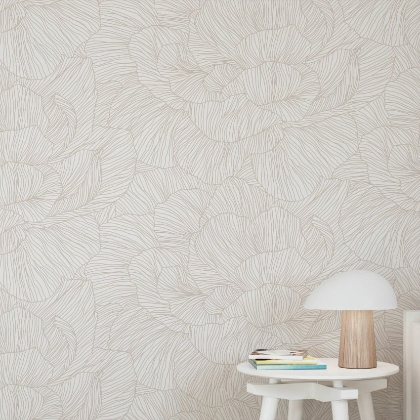 Tapet floral abstract, cu petale delicate în nuanțe de portocaliu puternic, ideal pentru a adăuga o notă de eleganță și rafinament spațiului dumneavoastră.