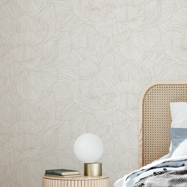 Fototapet cu design floral delicat într-un dormitor
