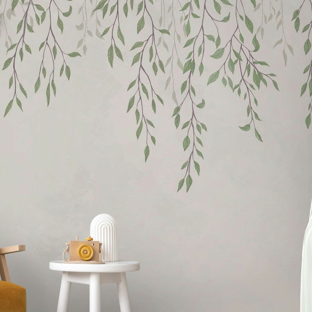 Tapet cu ramuri delicate si pasari delicate, intr-un decor elegant