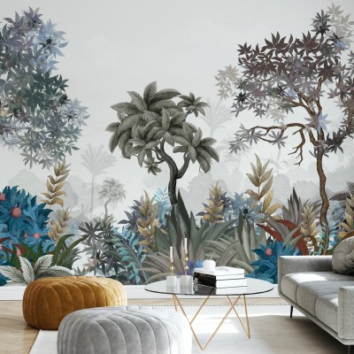 Tapet cu motive botanice cu un design modern