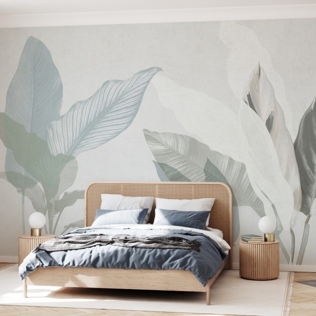 Fototapet cu design floral subtil în nuanțe pastelate