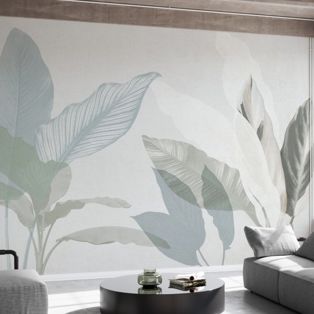 Fototapet cu design floral subtil în nuanțe pastelate