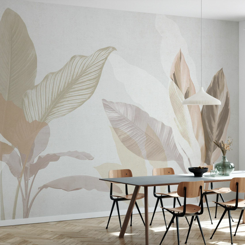 Fototapet cu design floral subtil în nuanțe pastelate