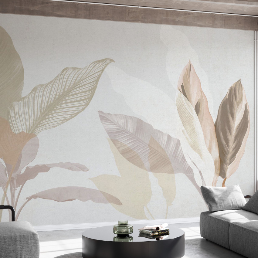 Fototapet cu design floral subtil în nuanțe pastelate