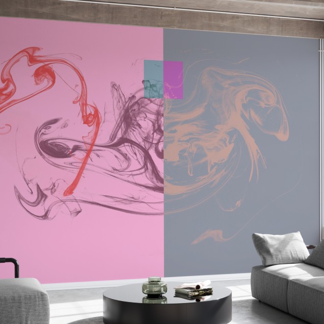 Tapet abstract modern cu linii curbe și culori vibrante