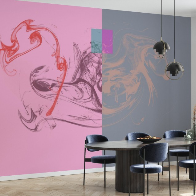 Tapet abstract modern cu linii curbe și culori vibrante