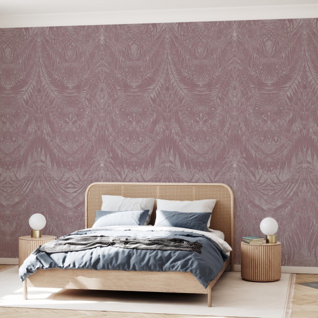 Tapet cu design minimalist cu pene albe pe un fundal roz pal