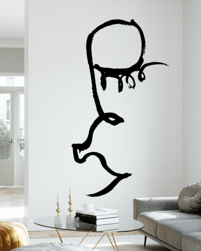 Tapete minimaliste cu un design modern, Half Face, Black, pentru living, dormitor sau hol.