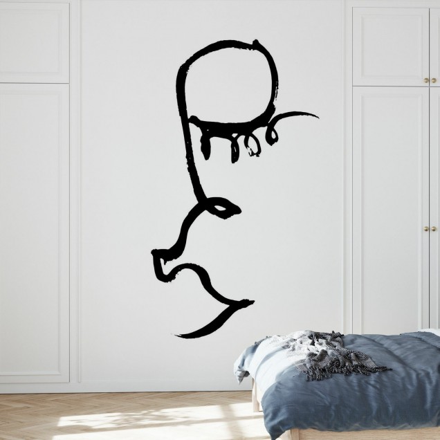 Tapete minimaliste cu un design modern, Half Face, Black, pentru living, dormitor sau hol.