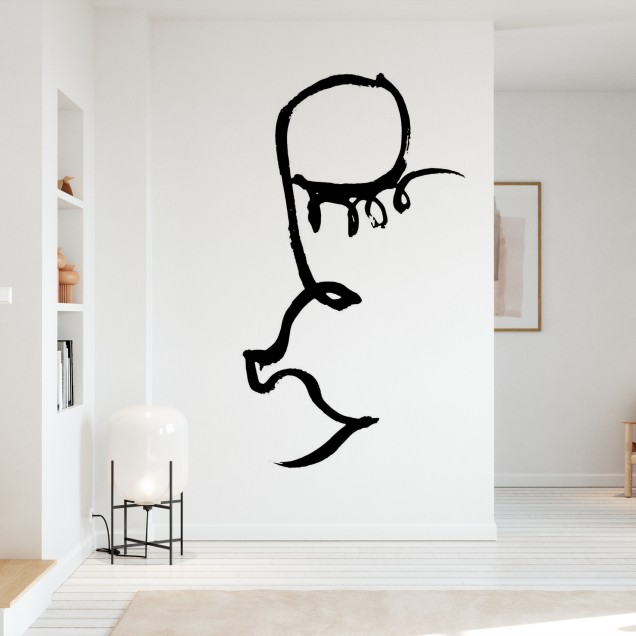 Tapete minimaliste cu un design modern, Half Face, Black, pentru living, dormitor sau hol.