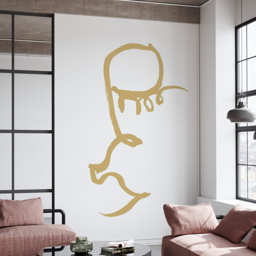 Tapete minimaliste cu un design modern, Half Face, Black, pentru living, dormitor sau hol.