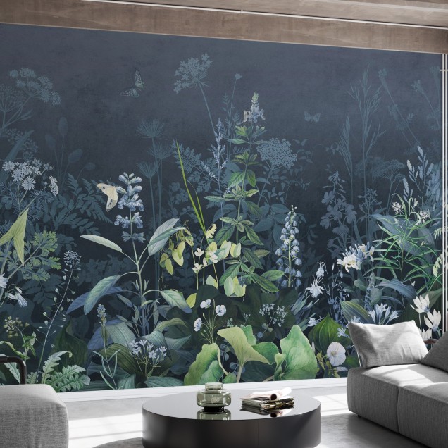 Tapet cu design floral Blue Forest