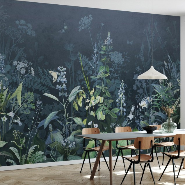 Tapet cu design floral Blue Forest