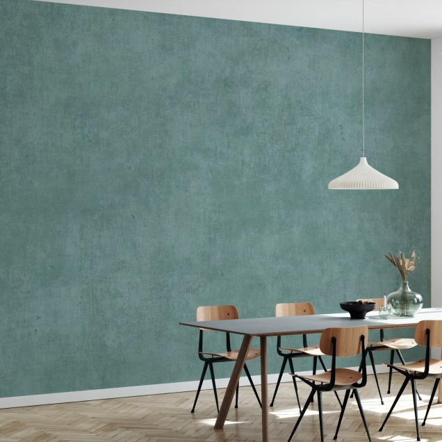 Tapet cu aspect de piatră antică, în nuanțe de turcoaz, pentru un look modern și elegant.