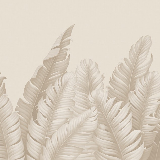 Wallpaper cu frunze tropicale în nuanțe sepia