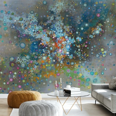 Tapet abstract cu buline colorate, cu motive de cerneală delicate, numit Andromeda