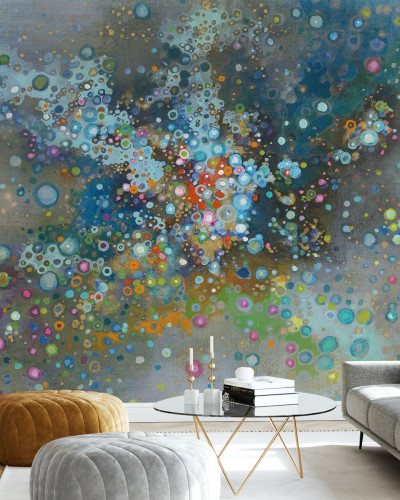 Tapet abstract cu buline colorate, cu motive de cerneală delicate, numit Andromeda